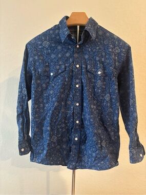 Panhandle Rough Stock Pearl Snap Western Cowboy Shirt Paisley Boys Large 14